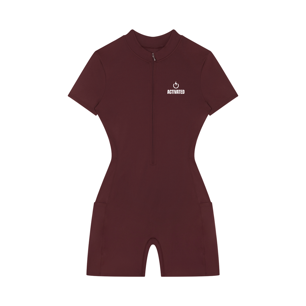 Women's Quarter-Zip Short Sleeve Romper