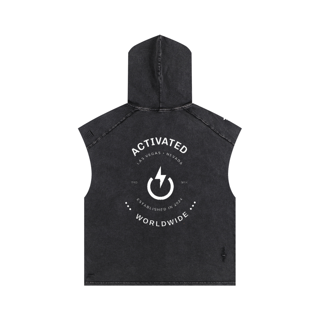 Snow Washed Boxy Hooded Tank Top
