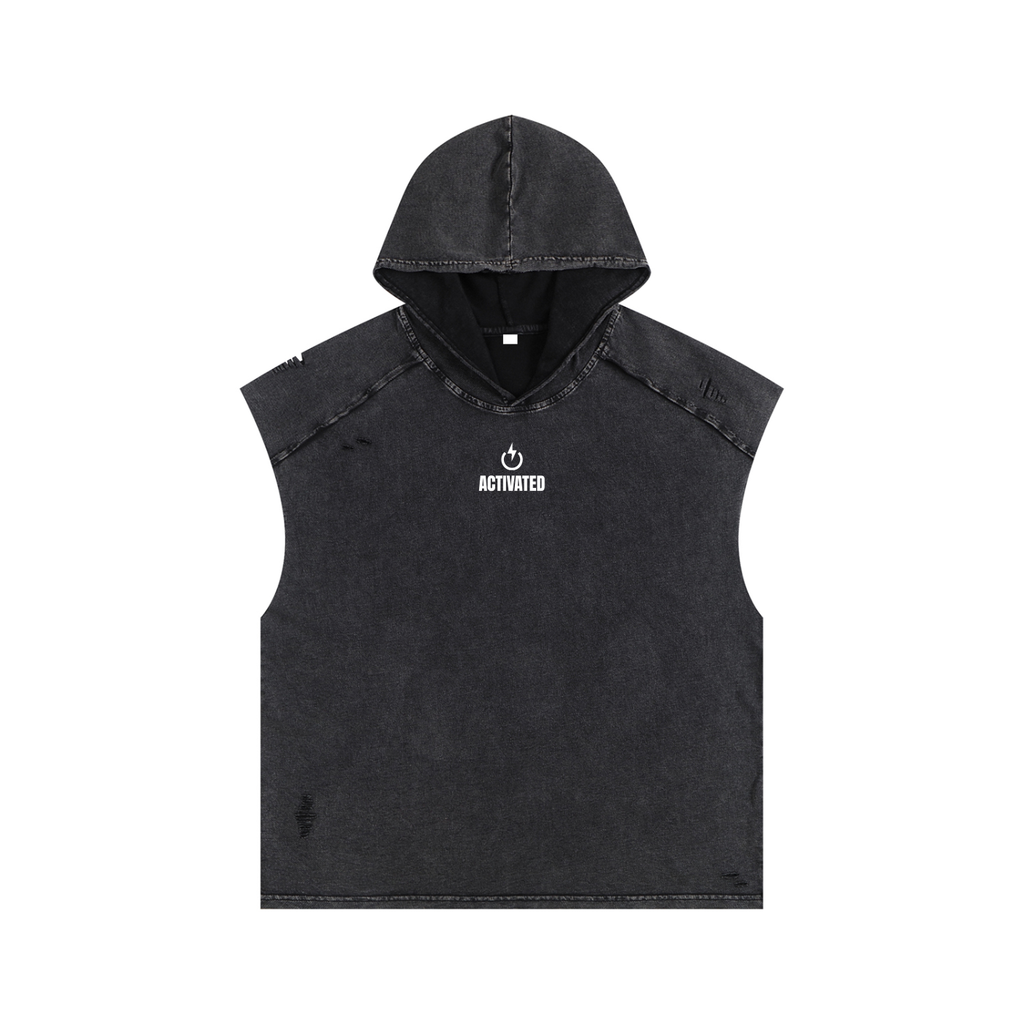 Snow Washed Boxy Hooded Tank Top